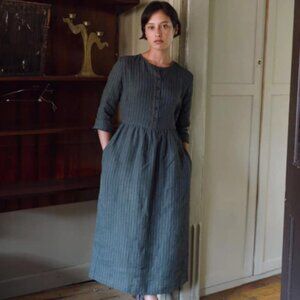 Pyne & Smith No. 14 Bronte Stripe L full-length linen dress